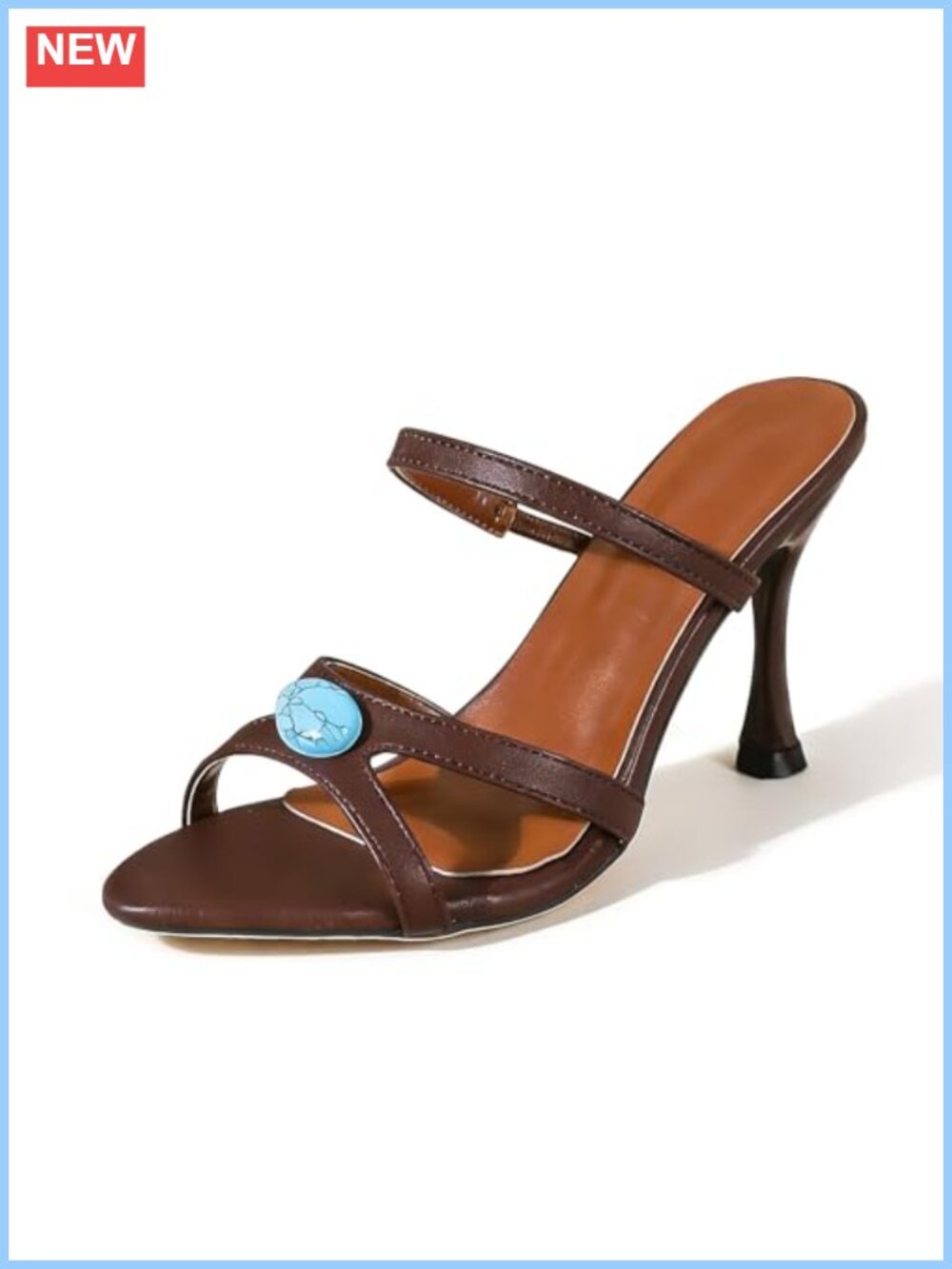 PU Leather Strappy Stiletto Heeled Sandals Pointed Toe Slip On Mules